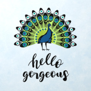 Hello Gorgeous Beautiful Peacock Art Wall Decal