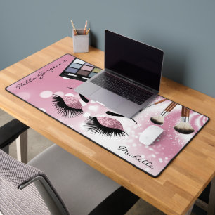 Hello Gorgeous - Beautiful Pink Eyes -Personalize Desk Mat