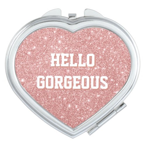 HELLO GORGEOUS Chic Faux Glitter Rose Gold Vanity Mirror