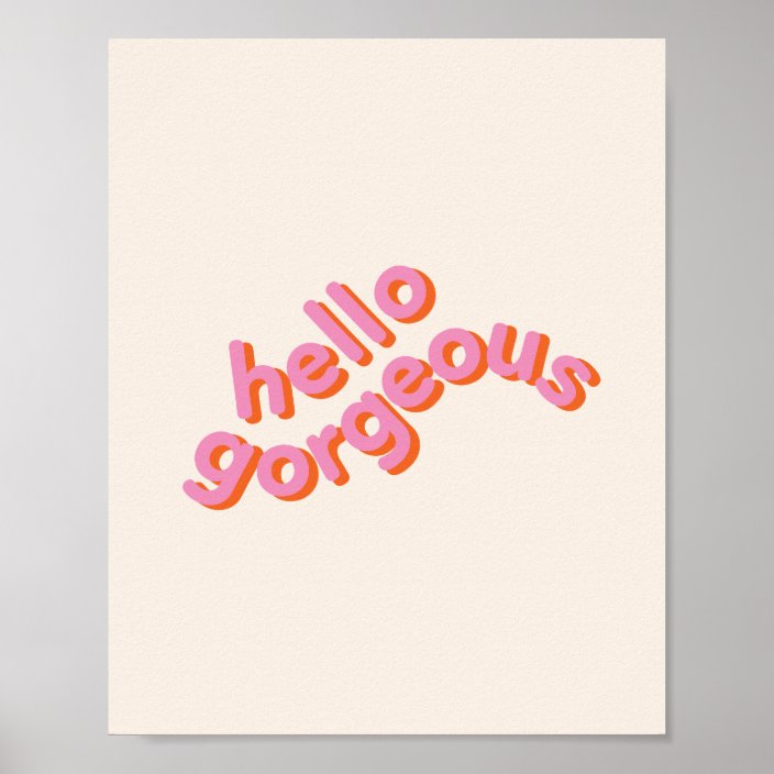 Hello cute pink typography wall art