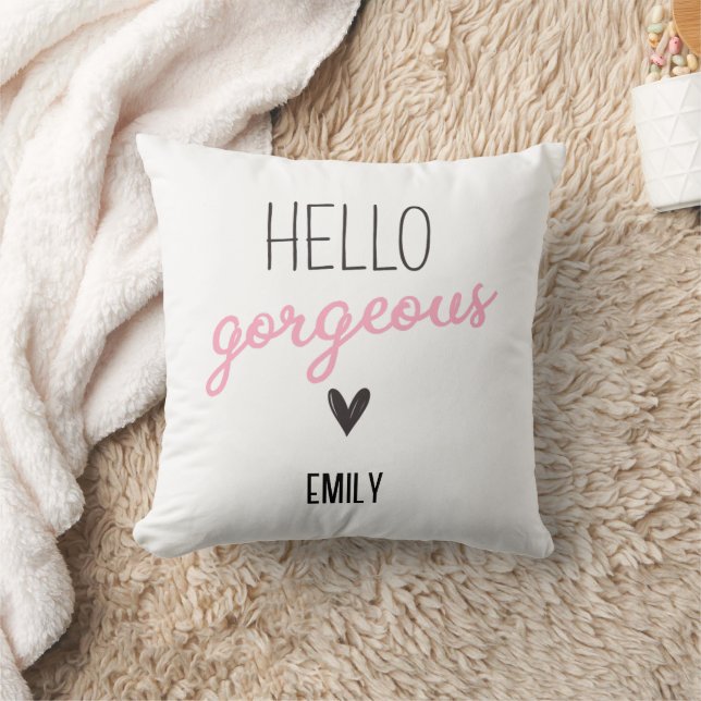 Hello Gorgeous Cute  Throw Pillow (Blanket)