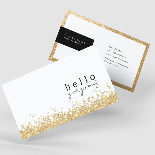 Hello Gorgeous Elegant Black and Gold Luxury  Business Card