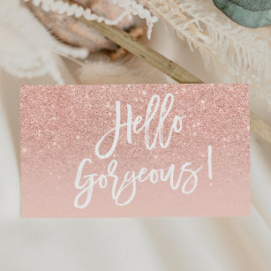 Hello gorgeous elegant typography blush rose gold business card