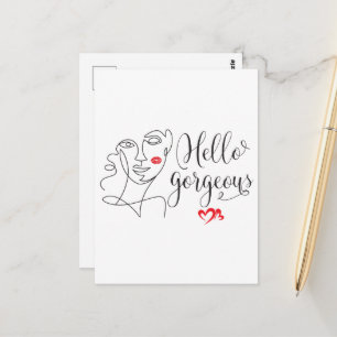 Hello Gorgeous Face illustration Postcard