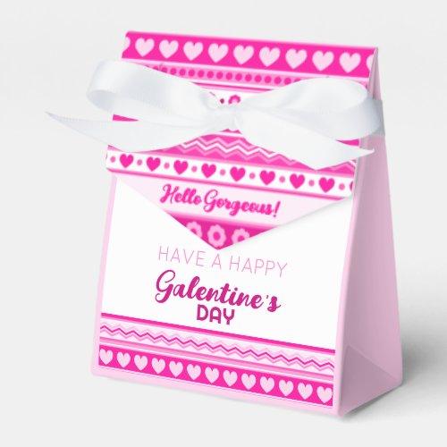 Hello Gorgeous Galentineâs Day Cute Pink Heart Favor Boxes