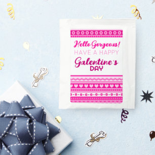 Hello Gorgeous Galentine’s Day Cute Pink Heart Tea Bag Drink Mix