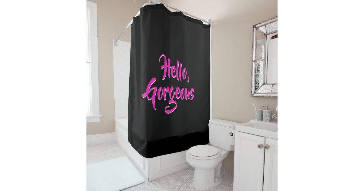 O Gorgeous Girly Hot Pink Black Shower Curtain Zazzle Com - Hot Pink And Black Shower Curtain