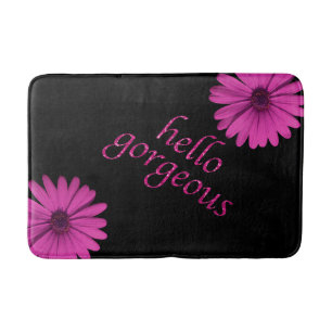 Hello Gorgeous Girly Hot Pink Glitter Look Flirt Bath Mat