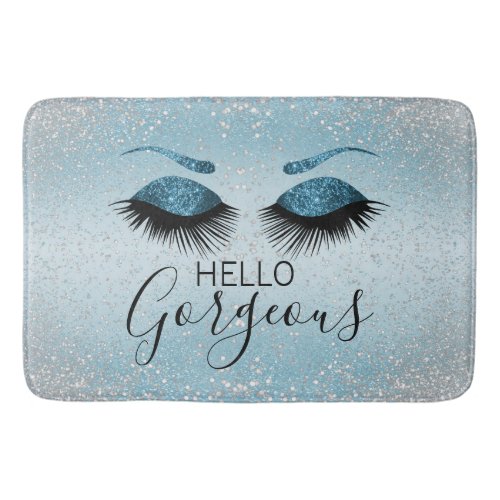 Hello Gorgeous _ Glamourous Eyelashes _Blue Bath Mat