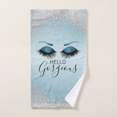 Hello Gorgeous _ Glamourous Eyelashes _Blue Bath Towel Set