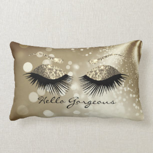 Hello Gorgeous - Gold Eyelash and Brows Lumbar Pillow