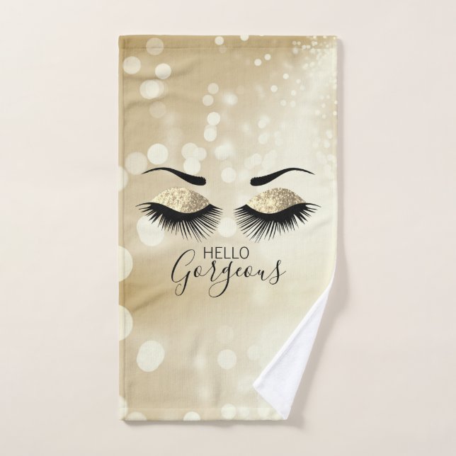Hello Gorgeous Gold Glitter Eyes  Bath Towel Set (Hand Towel)