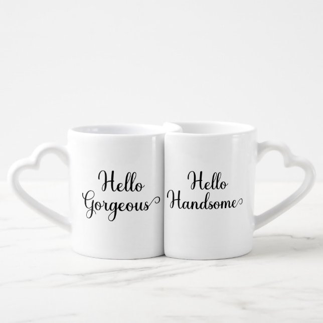 Hello Gorgeous Hello Handsome For Couples, love Coffee Mug Set (Front Nesting)