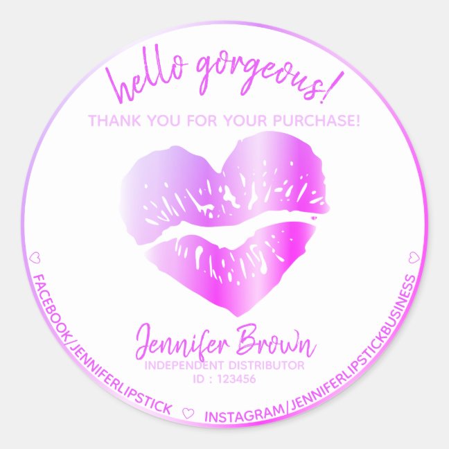 Hello Gorgeous Lipstick Purple Sticker