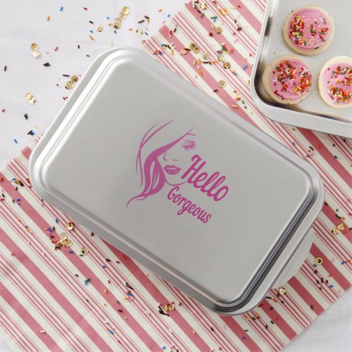 Hello Gorgeous Lovely Lady Face Drawing Typography Cake Pan