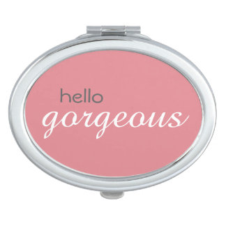 "Hello Gorgeous" Oval Compact Mirror