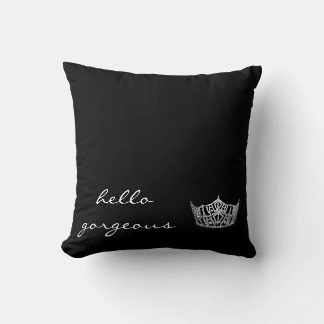 Hello Gorgeous Pageant Crown Pillow (Front)
