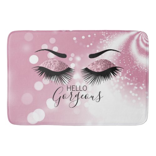 Hello Gorgeous  _ Pink Glitter Eyes   Bath Mat