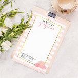 Hello Gorgeous Pink Stripe and Blush Peony Flyer<br><div class="desc">Hey gorgeous! Our pretty flyers feature a delicate pink stripe background, faux gold border, and a group of peonies in pretty blush tones with "Hello Gorgeous" at the top in gray and pink editable text. Your name, title and contact information appear at the bottom. Add your services, price list or...</div>