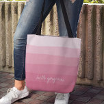 Hello Gorgeous Pink Watercolor Dipdye Stripe Tote Bag<br><div class="desc">Carry your essentials in girly chic style with our dipdye ombre tote bag featuring sheer honeysuckle pink watercolor stripes for a stylish gradient effect. Custom text field allows you to add a name,  monogram or saying in white handwritten style script lettering,  or,  keep the "Hello Gorgeous" sample text!</div>