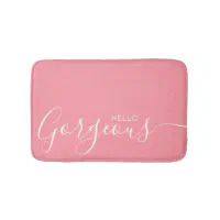 Pink Hello Gorgeous Slogan Bathmat, Home