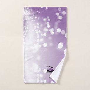 Hello Gorgeous Purple Glitter Eyes   Bath Towel Set