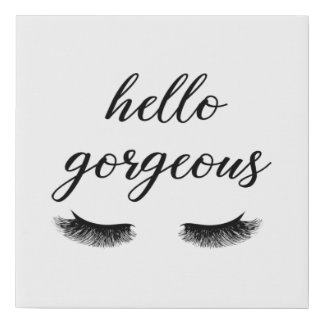 Hello Gorgeous Typography Lashes Fashion Decor Faux Canvas Print