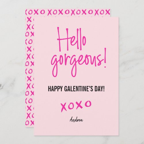 Hello gorgeous Valentines Day xoxo pink Card