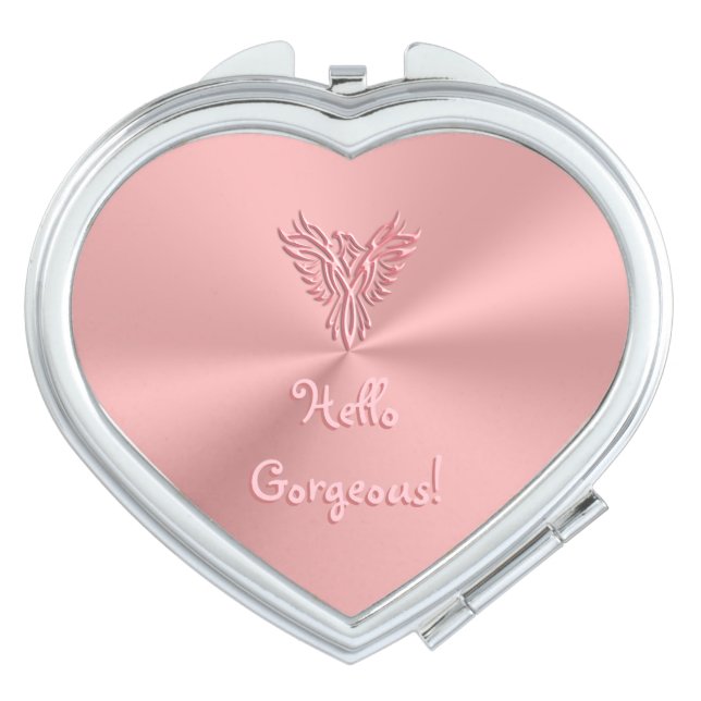 Hello Gorgeous with Phoenix Emblem Design Compact Mirror (Front)