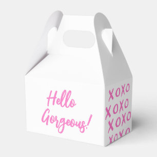 Hello Gorgeous! XOXO magenta pink white Favor Boxes