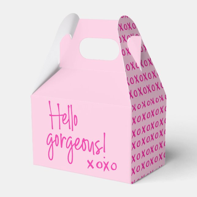 Hello Gorgeous XOXO Pink Chic  Favor Boxes (Front Side)