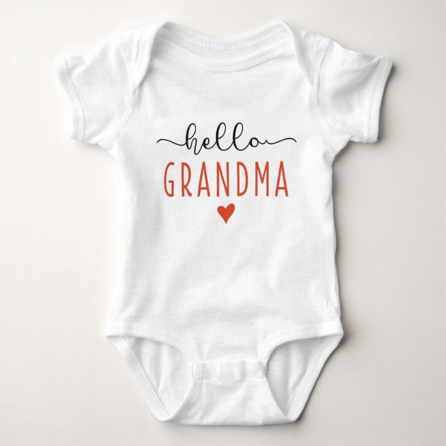 Hello Grandma Pregnancy Announcement Baby Bodysuit (Front)