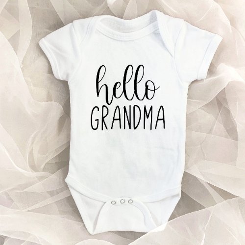Hello Grandma Pregnancy Announcement Grandmother Baby Bodysuit