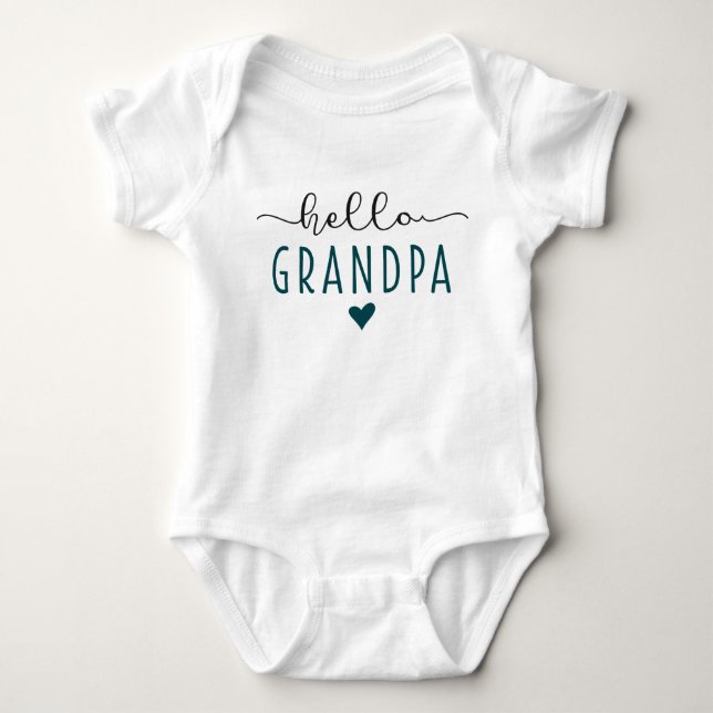 Hello Grandpa Pregnancy Announcement Baby Bodysuit (Front)