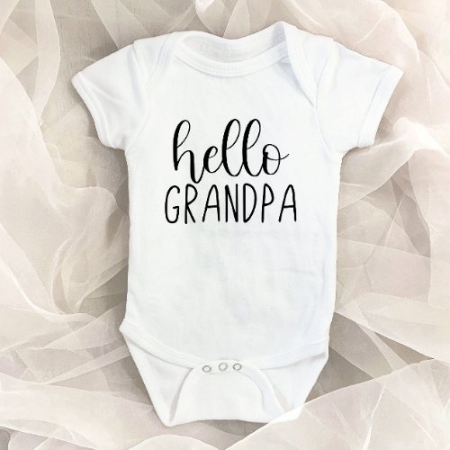 Hello Grandpa Pregnancy Announcement Grandfather Baby Bodysuit