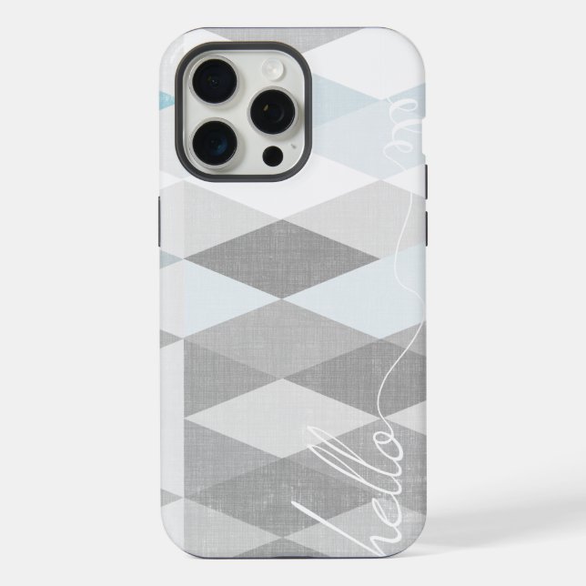 Hello Gray and Blue Linen Pattern iPhone 6 Plus Case (Back)