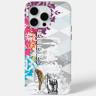 Hello Gray and Blue Linen Pattern iPhone 6 Plus 15 Pro Max Case