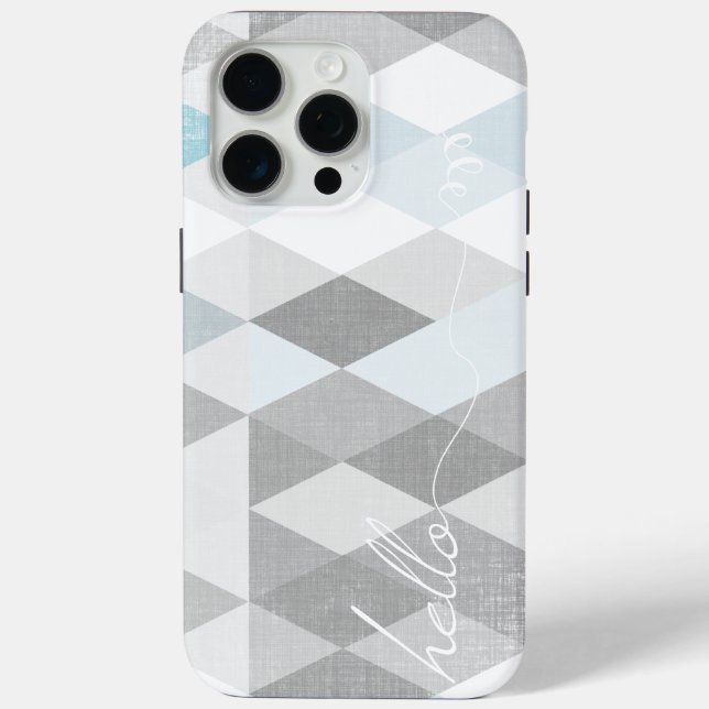 Hello Gray and Blue Linen Pattern iPhone 6 Plus Case-Mate iPhone Case (Back)