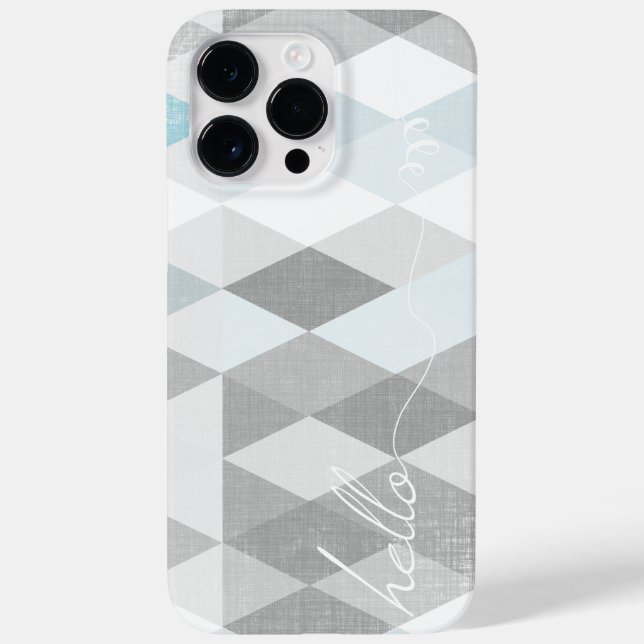 Hello Gray and Blue Linen Pattern iPhone Case-Mate iPhone Case (Back)