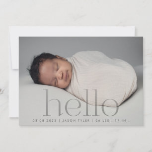 hello gray fade modern simple minimalistic photo announcement