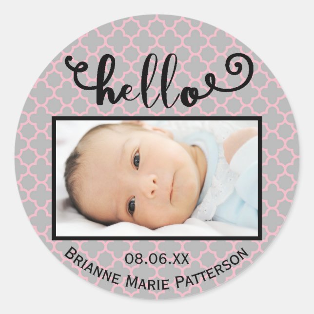 hello gray pink/photo - Circle Sticker (Front)