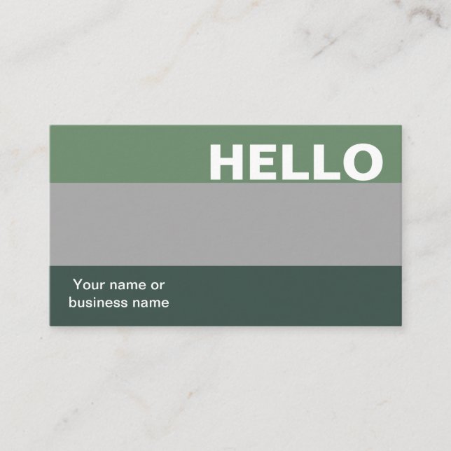 Hello Green Gray Color Palette Minimal Classy Business Card (Front)