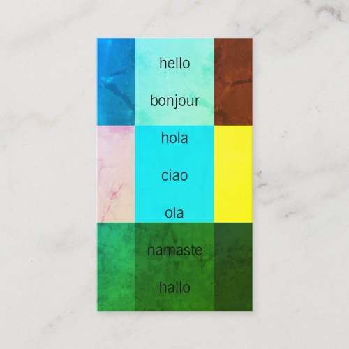 Hello Greetings  Color Swatches Business Card