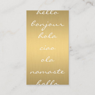 Hello Greetings Faux Metallic Gold Business Card