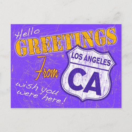 Hello Greetings From Los Angeles California    Postcard