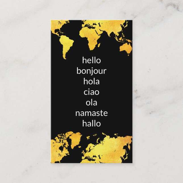 Hello Greetings | Map of The World Business Card (Front)