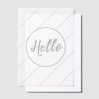 Hello Greetings Typography with Stripes Vellum Invitations