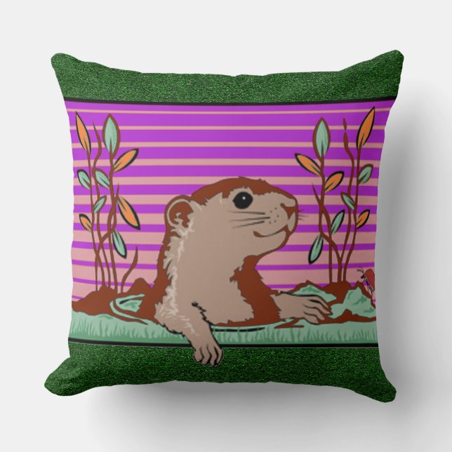 Hello, Groundhog's Shadow - Throw Pillow (Front)