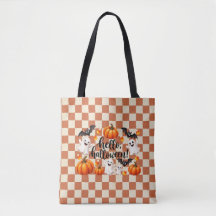 Hello Halloween Ghosts & Pumpkins Tote Bag