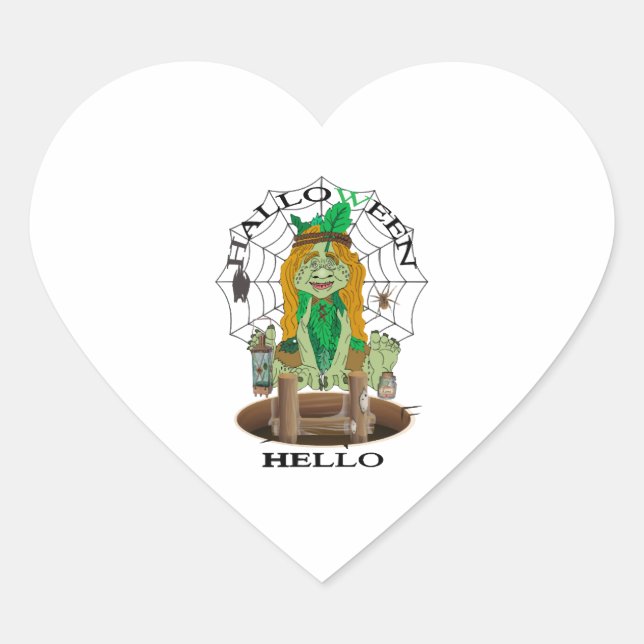 Hello Halloween       Heart Sticker (Front)